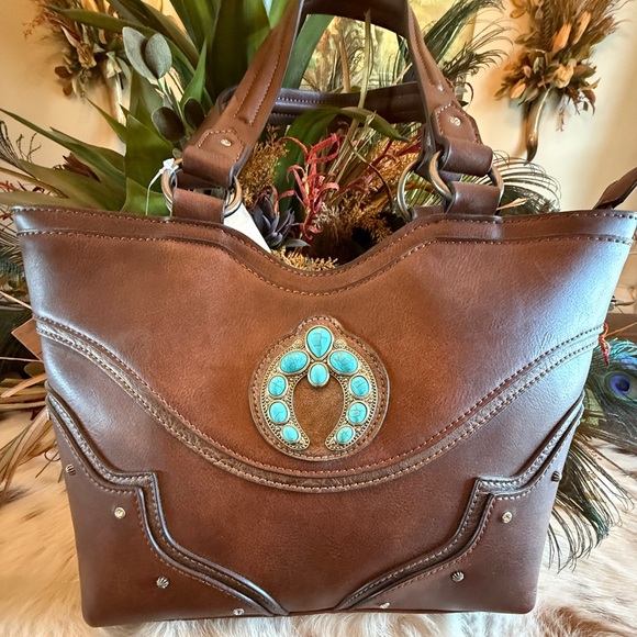 Justin Naja Concho Turquoise Handbag and Wallet Set - Picture 5 of 8